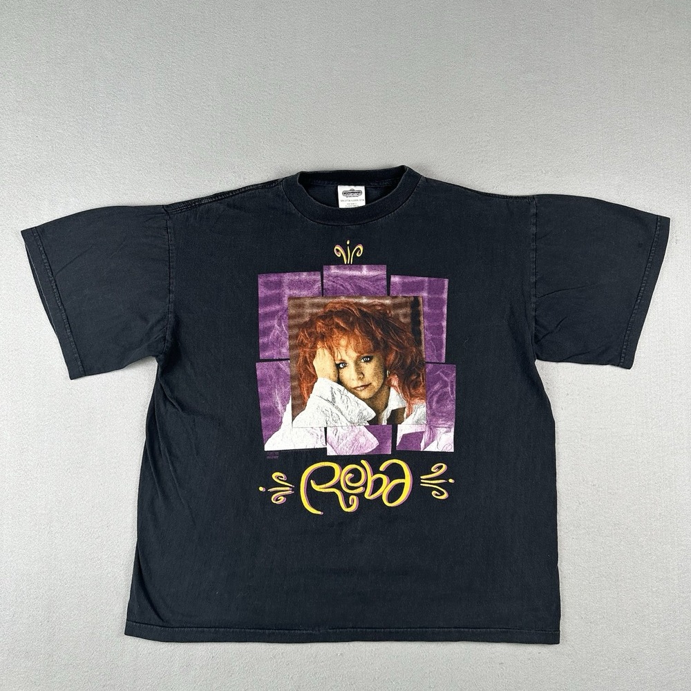Vintage 90s Reba Shirt Men's XL Black Double Sided Country Music Tour